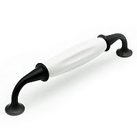 Ручка мебельная 128 мм черная с белой керамической вставкой, SOLLER 128-503,1259-128 /25/250/ Ручка мебельная 128 мм черная с белой керамической вставкой, SOLLER 128-503,1259-128 /25/250/