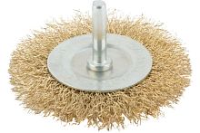 Корщетка-колесо 75 мм, стальная латунированная волнистая проволока, со штифтом (MOS), 38484М Корщетка-колесо 75 мм, стальная латунированная волнистая проволока, со штифтом (MOS), 38484М
