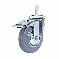 Опора колесная поворотная с торм. с болтом сер. резина, SCtgb 55,125/120х27, (12/20) Опора колесная поворотная с торм. с болтом сер. резина, SCtgb 55,125/120х27, (12/20)