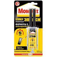 Клей "Момент Супер Эпокси ФОРМУЛА 5", шприц, прозрачный, 14 мл, 1405797 / 2751324 Клей "Момент Супер Эпокси ФОРМУЛА 5", шприц, прозрачный, 14 мл, 1405797 / 2751324