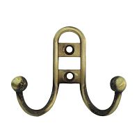 Крючок 2-х рожковый с шариками, YG1205S АВ, бронза, 122-105/208В /5/500/ Крючок 2-х рожковый с шариками, YG1205S АВ, бронза, 122-105/208В /5/500/