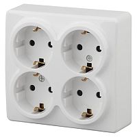 Розетка четверная, открытой установки с заземлением, 4х2P+E Schuko 16АХ-250В, белый, ЭР, 11-2211-01 Розетка четверная, открытой установки с заземлением, 4х2P+E Schuko 16АХ-250В, белый, ЭР, 11-2211-01