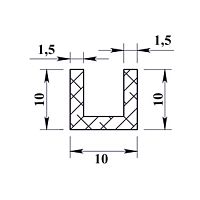 Швеллер алюминиевый 10х10х10х1,5 мм - 2,0 м Швеллер алюминиевый 10х10х10х1,5 мм - 2,0 м