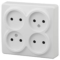 Розетка четверная, открытой установки без заземления, 4х2P 16АХ-250В, белый, ЭРА, 11-2210-01 Розетка четверная, открытой установки без заземления, 4х2P 16АХ-250В, белый, ЭРА, 11-2210-01