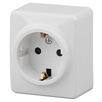 Розетка одинарная, открытой установки с заземлением, 2P+E Schuko, белый, ЭРА Эксперт, 11-2203-01 Розетка одинарная, открытой установки с заземлением, 2P+E Schuko, белый, ЭРА Эксперт, 11-2203-01